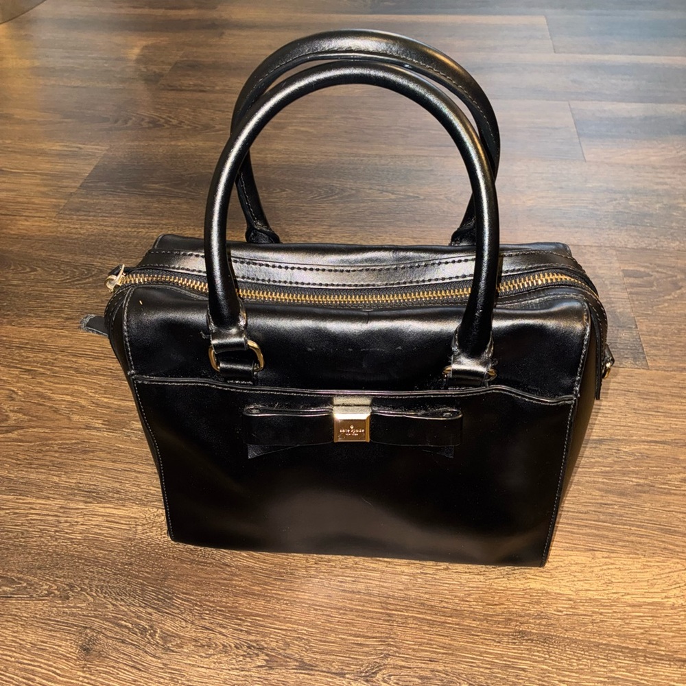Kate Spade Black Satchel with Gold Accents
